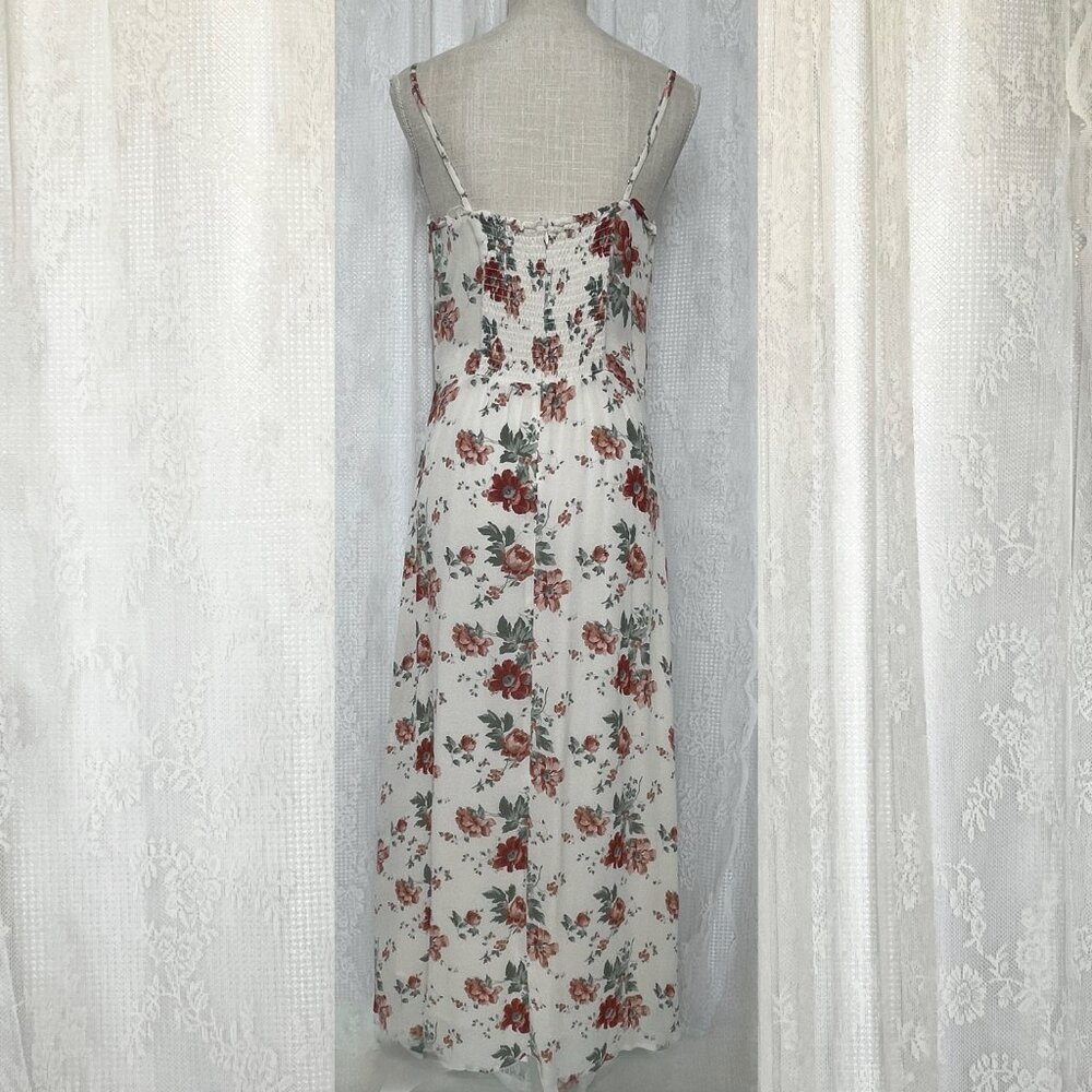 Reformation Women's Cassandra Dress 10 White Floral Midi Slit Graduation Event - Picture 4 of 7